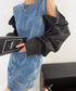 Detachable Sleeve Denim Mini Dress
